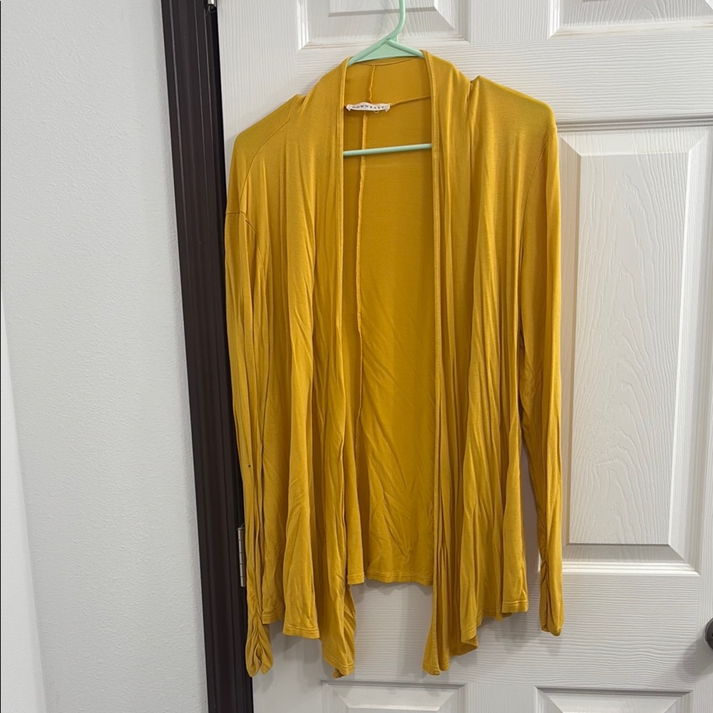 DownEast Yellow Cardigan Lightweight Open Front